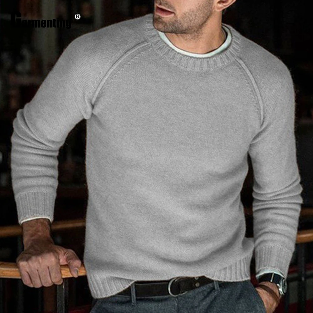 2025 Sweter Atasan Dasar Lengan Panjang Pria Pakaian Sweter Abu-abu Kuning Pulover Rajut Baru Homme Tarik Masculina Ukuran Besar S-3XL