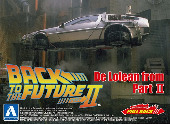 AOSHIMA 1/43 scale assembled pull back car model Back to the Future Series De Lorean Part I II III Adult Collection 05475/6/7