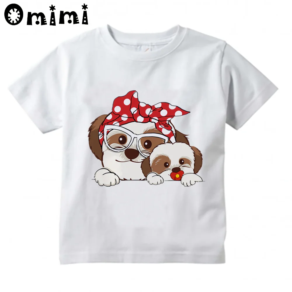 

2021 Shih Tzu Mom Print T-shirt Kids Harajuku Fashion T Shirt Funny Cartoon White Loose Clothes Baby Short Sleeve Tops,YKP197