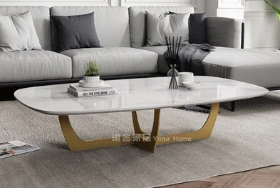 Nordic light luxury post modern marble countertop rectangular tea table custom simple small family living room tea table