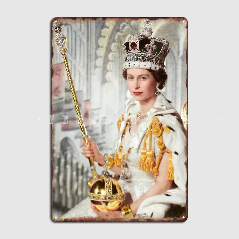 Queen Elizabeth Crown Jewels Metal Sign Club Home Bar Cave Decoration Wall Plaque Tin Sign Posters