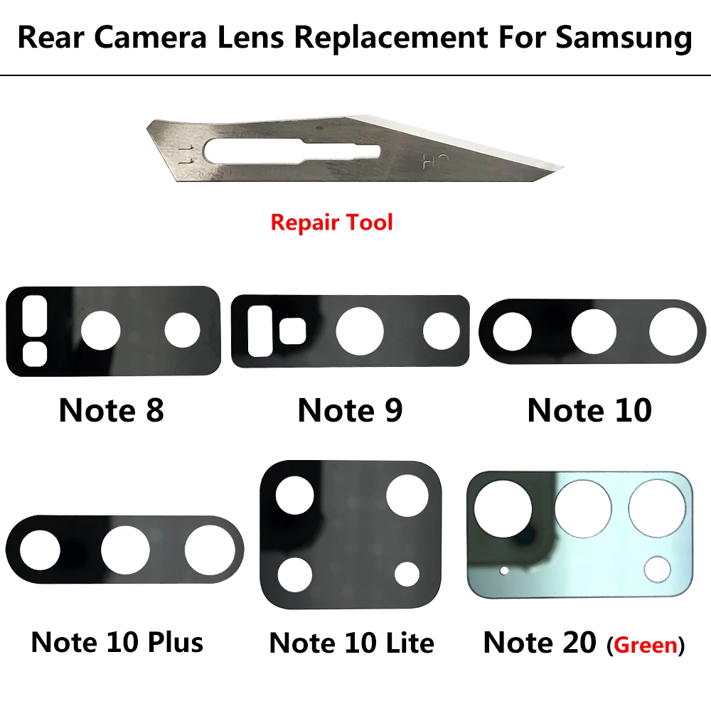 New Camera Glass Lens Back Rear Camera Glass Lens For Samsung Note 10 Plus 10 Lite 20 Ultra Note 8 9 Replacement Repair +Tools