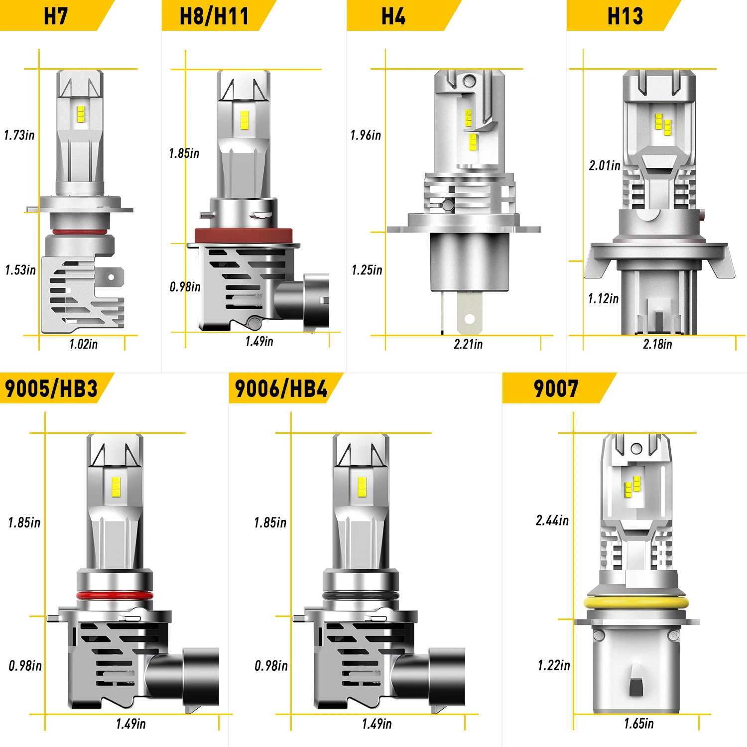 AUXITO 2x H13 9008 LED Canbus 헤드 라이트 포드 F150 Fiesta Mondeo MK4 H7 H8 9005 9006 HB4 9007 LED 전조등 ZES 칩 12000LM