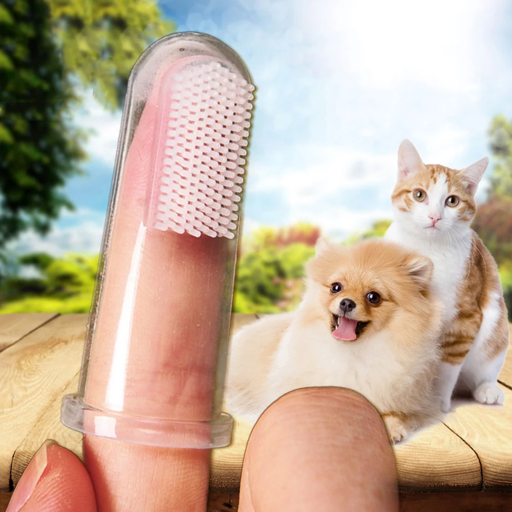 New Hot Selling Super Soft Pet Finger Toothbrush Teddy Dog Brush Bad Breath Tartar Teeth Tool Dog Cat Cleaning Supplies 2021