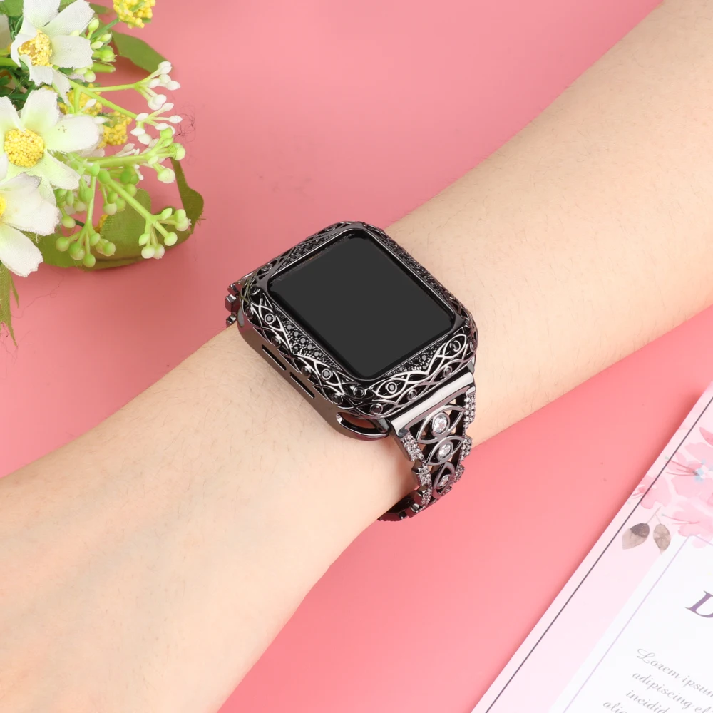 Bling Bands for Apple Watch 40mm/44mm iWatch Series 6/5/4/SE/3 Strap Women Bracelet Stainless Wristband Case Luxury