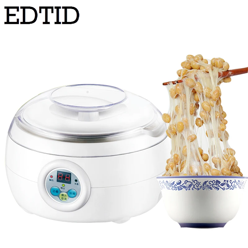 EDTID Automatic Electric Natto Maker Stainless Steel Cups Yogurt Tempeh Pickled Vegetable Rice Wine Machine Leben Fermenter 1.5L