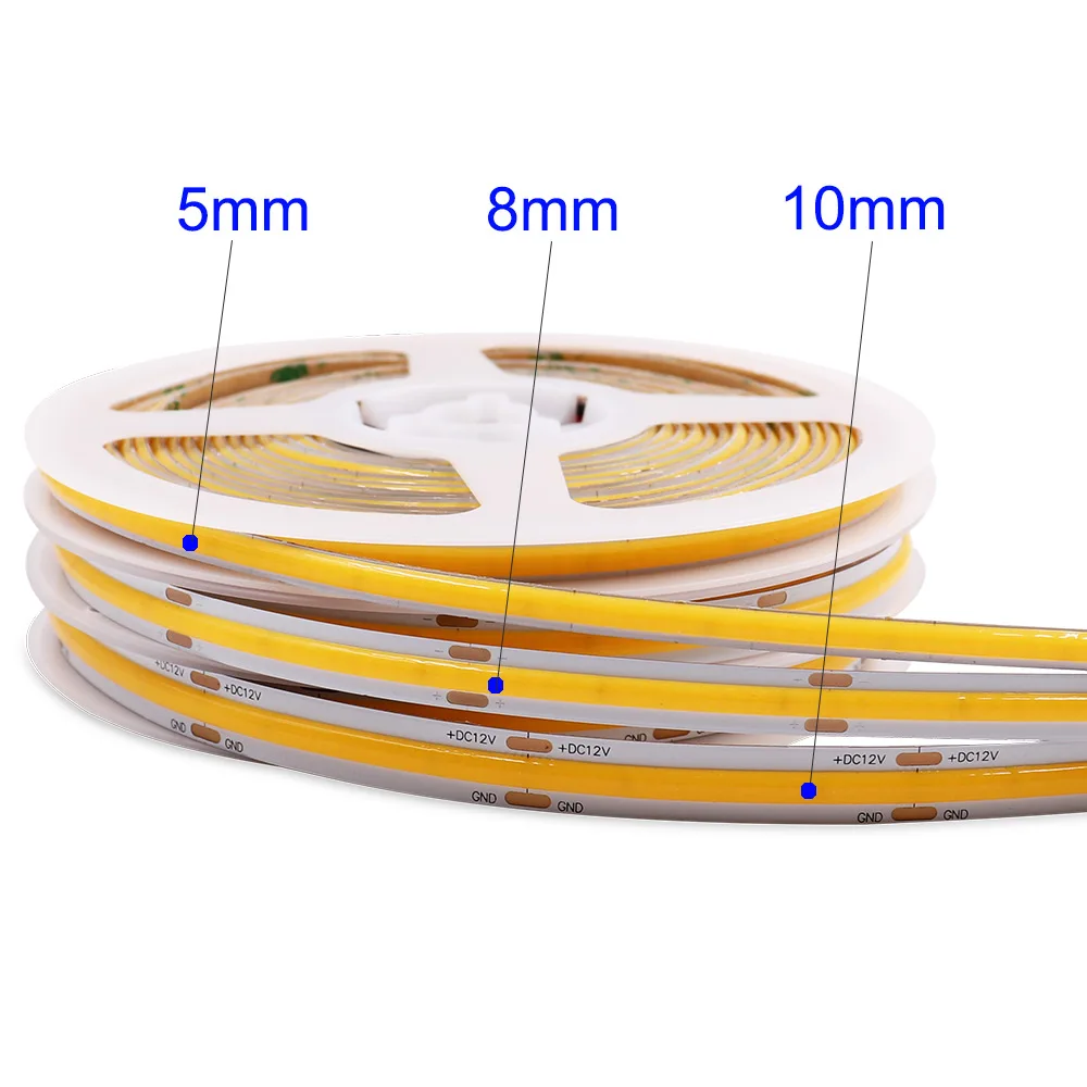 MALIIGAZA COB LED Strip 5mm 8mm 10mm Width Warm Nature Cold White Color Flexible 12V 24V LED Tape Bar Light for House Room Decor