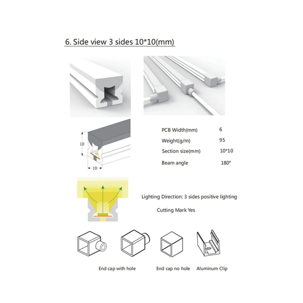 Tube de ULau néon LED, tube de lampe souple, étanche IP67, gel de pton, bande lumineuse flexible, 3mm, 5mm, 6mm, WS2811, WS2812B, SK6812