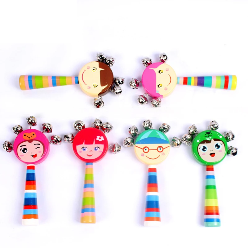 Cartoon Multicolor Rainbow Hanging sonaglio giocattoli portatili per bambini strumento per esercizi acustici per bambini Action Figure colorate campana per lettino per bambini