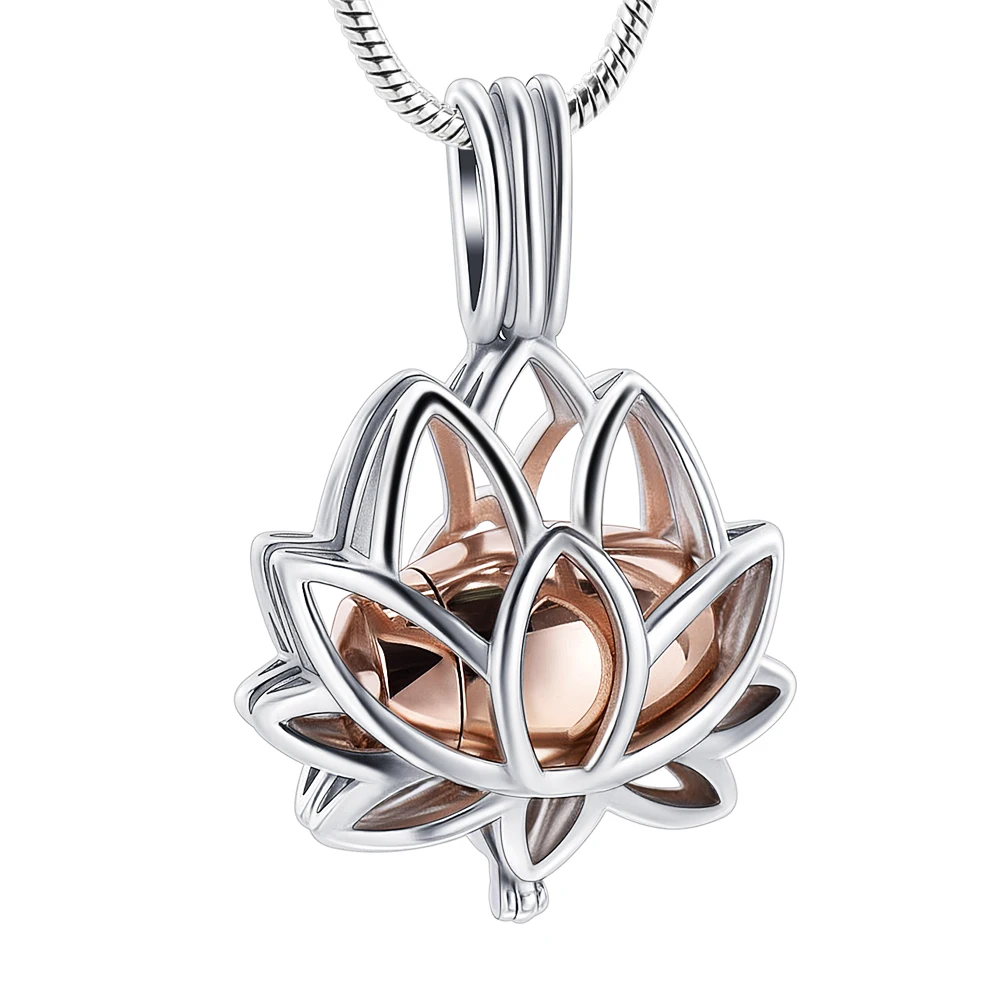 

Lotus Flower Cremation Jewelry Urn Pendant Necklace with Hollow Urn Cremation Jewelry for Ashes