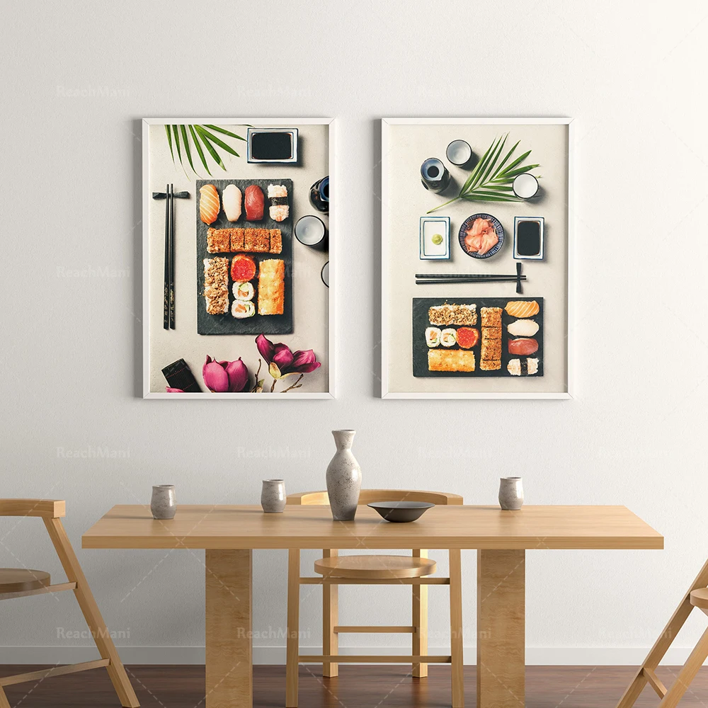 

Kitchen wall art, sushi, salmon, food printing decoration restaurant wall art poster printing
