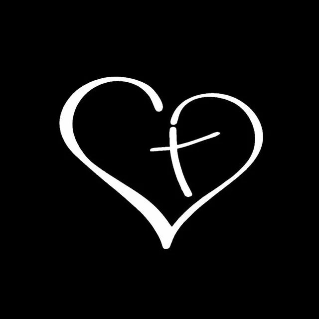 13.1CM*11CM Heart With Cross In Center Decal Car Sticker Vinyl Christian