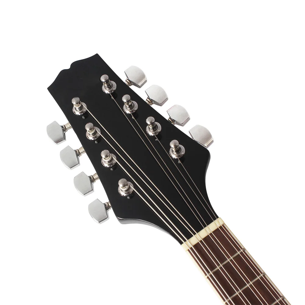 8 String Guitar A Style Acoustic Mandolin Beginners Adults Musical Instrument Gift Black Basswood Mandolin With Bag Picks Capo