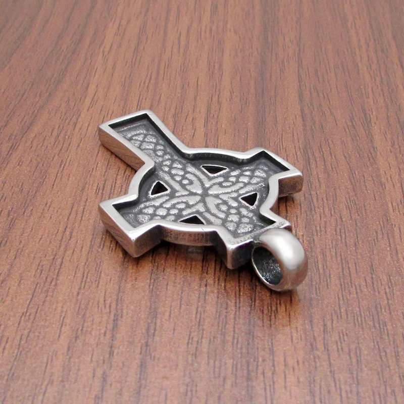Punk 316L Stainless Steel Viking Valknut Necklace Men\'s Nordic Celtics Knot Cross Odin Pendant For Biker Chain