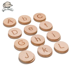 Juego de letras de madera Montessori para bebé, juguete educativo de aprendizaje de idiomas, mordedor sensorial, accesorios de juguete, 1 Juego