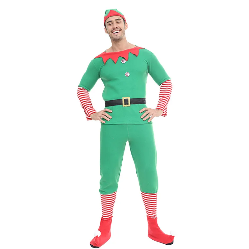 Christmas Stage Show Men Celebrating Christmas Party Holiday Gift Party House Party Suit Elf Male Stage Costume Suit