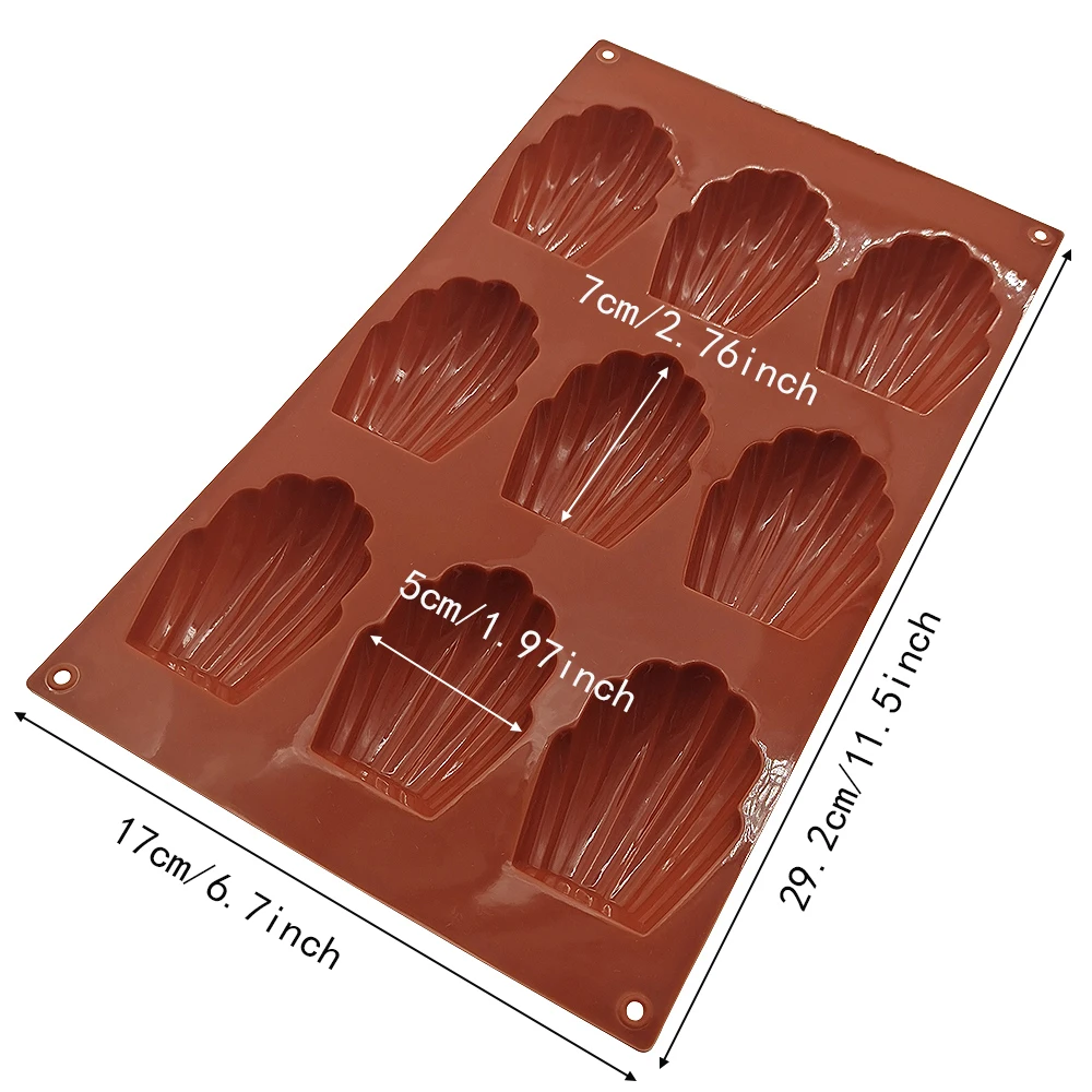 Food Grade Silicone 9 Holes Scallop Chocolate Mold Handmade Soap Mould Shell Muffin Baking Pan