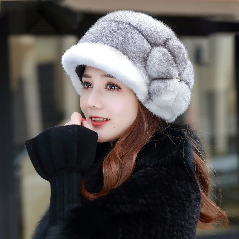 2020 Fashion Mink Fur Cap For Women Real Natural Whole Fur Hat Top Accessories Warm Ln Russian Winter Fur Hats For Lady