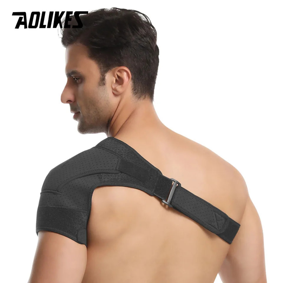 AOLIKES 1PCS Shoulder Brace Adjustable Shoulder Support With Pressure Pad for Injury Prevention, Sprain,Soreness,Tendinitis