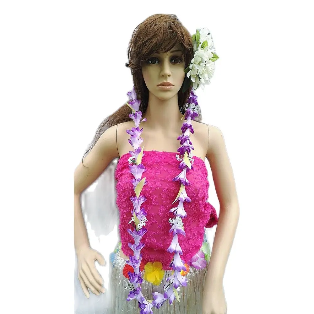 

Free Shipping 40PCS/lot CH0214-2 155CM 4Colors Artificial Velvet Tuberose Lei Hawaii Dancer Tropical Flower Women Wear Wholesale