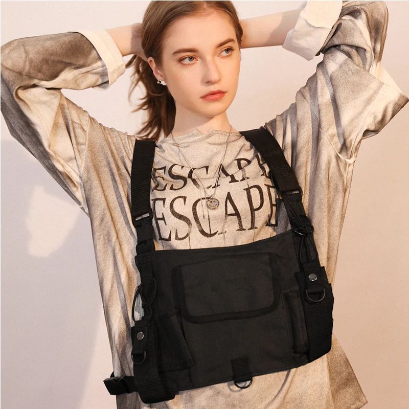 Street Style Tactical Chest Rig Bag Hip Hop Skateboard Military Chest Bag for Women Functional Waist Packs Adjustable Waistcoat