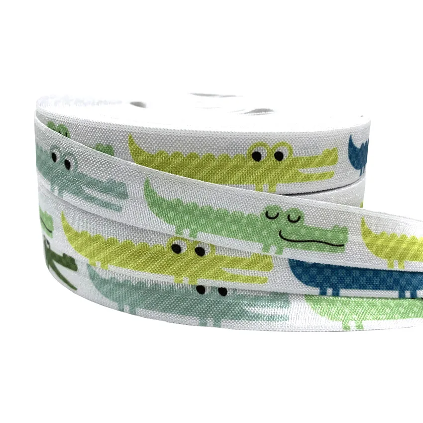 5/8'' Dinosaur&Crocodile Cute Animals Printed Fold Elastic FOE Bracelet Headband Headwear Hairband Decor Wholesale