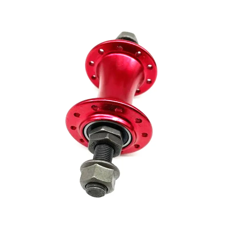 Folding Bike Hub Front 74mm 20 Hole Red Aluminum  Alloy Ball Bearing Hub Nut Fixed Locking