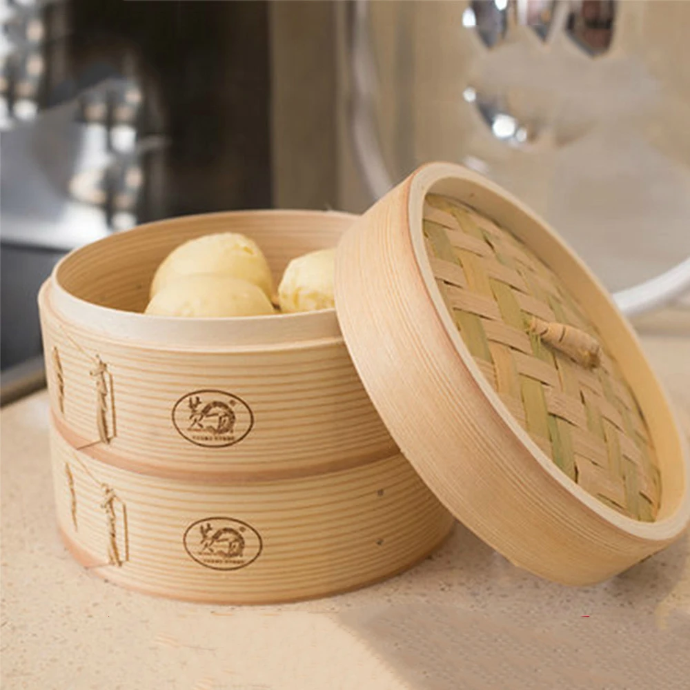 

Bamboo Steamer Dim Sum Dishes Fish Instant Pot Steamer Basket Wooden Steamed Buns Chinese Cooking Steamer Rack Steaming Cookware