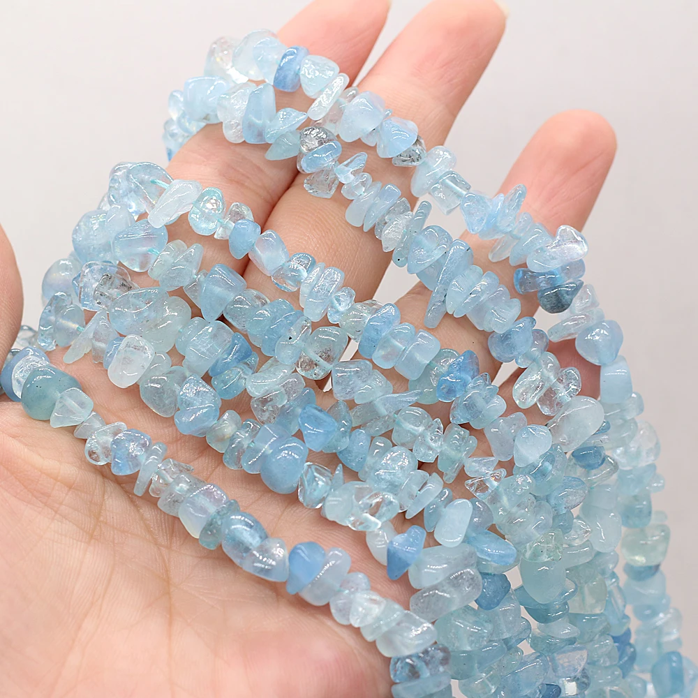 19 Kinds Natural Semi-precious Stone Unshaped Stone Aquamarine 3x5-4x6mm For DIY Necklace Earrings Accessories Gift Length 40cm