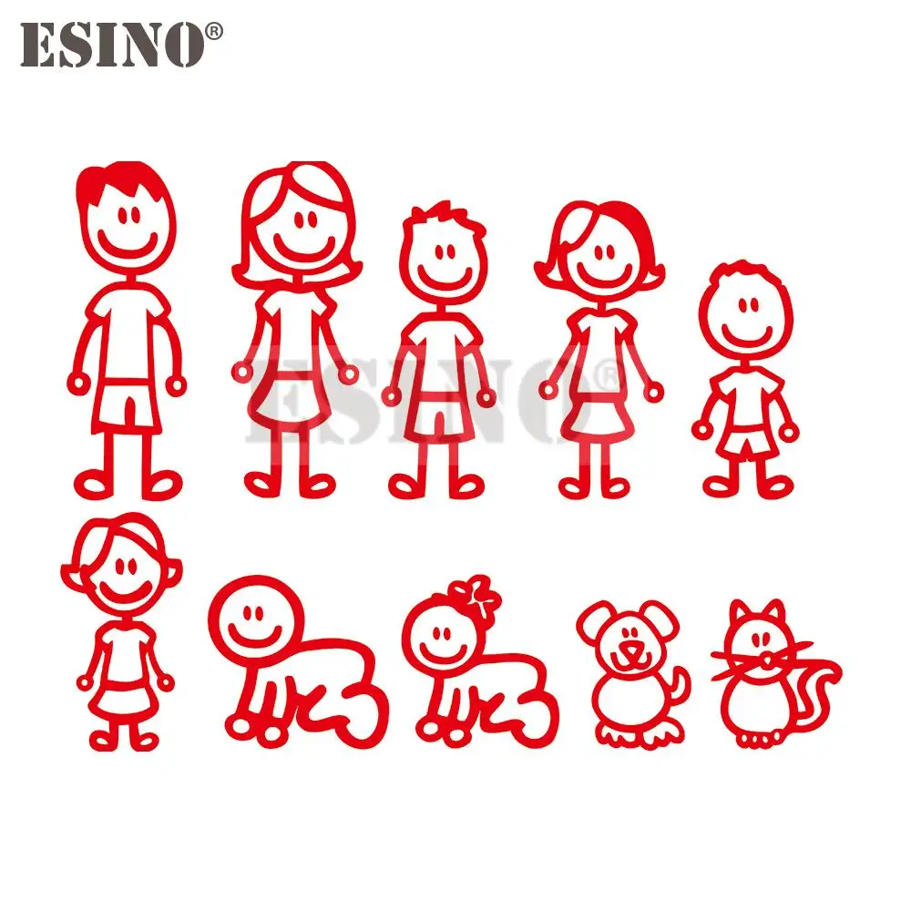 

Car Styling Funny Family Member Decorative Creative PVC Carving Auto Decal Cartoon Car Sticker Bumper Body Decal Pattern Vinyl