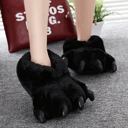 Size 35-43 Black Animal Paw Shoes For Women Winter House Slippers Unisex Woman Men Creative Home Furry Slides Girl Slippers