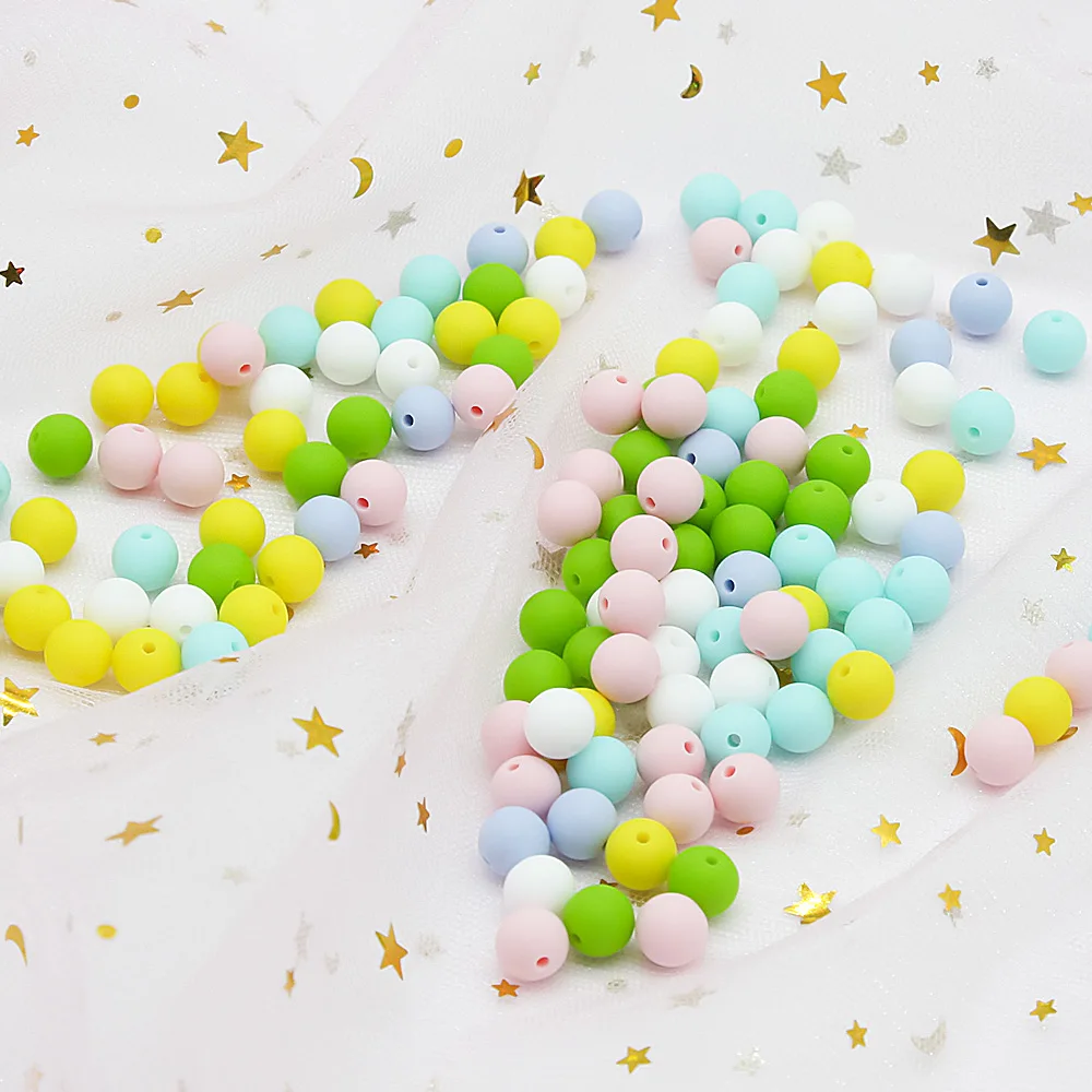 9mm Baby Teether Silicone Beads 10pcs Diy Pacifier Chain Bracelet Bpa Free Chewable Round Silicone Bead Accessories For Newborn