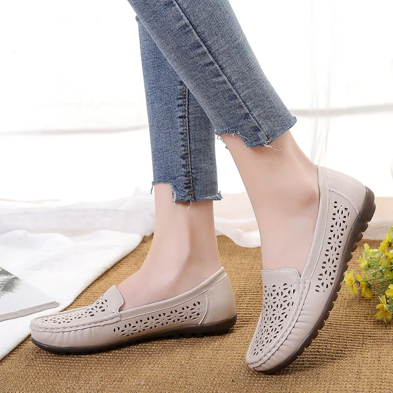 Nurse shoes women 2021 new summer breathable flat bottom hollow white soft-soled sandals  shoes for women