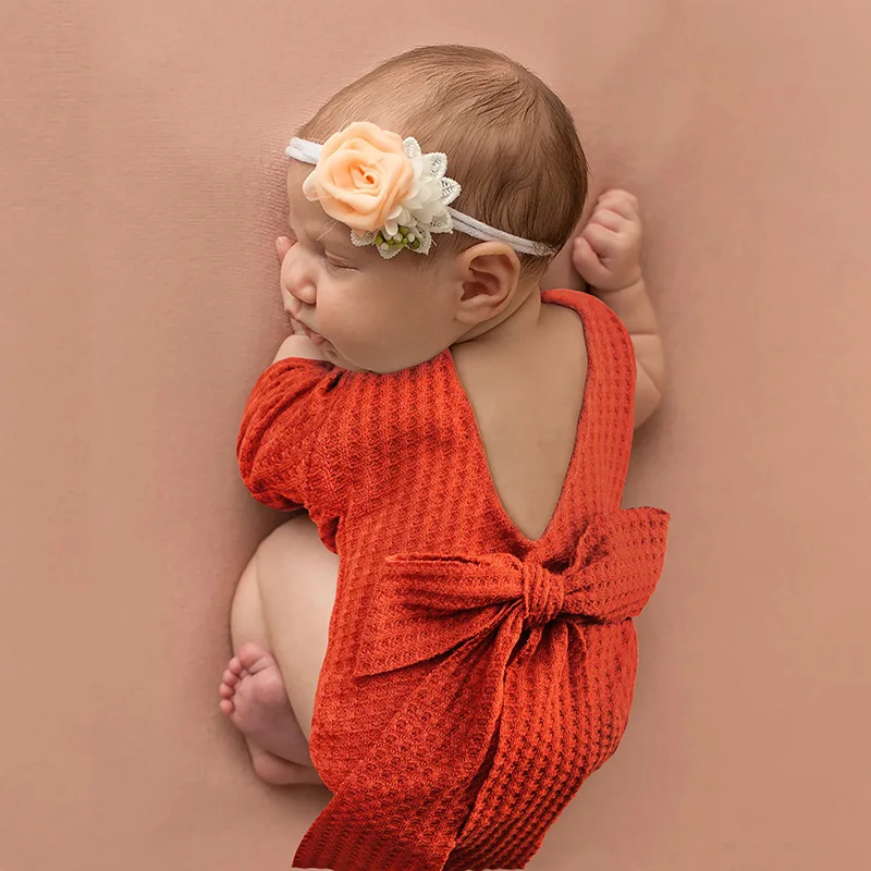 ❤️Newborn Photography Clothing Backless Bow Jumpsuit Baby Girl Photo Props Accessories Studio Infant Shoot Clothes Fotografia