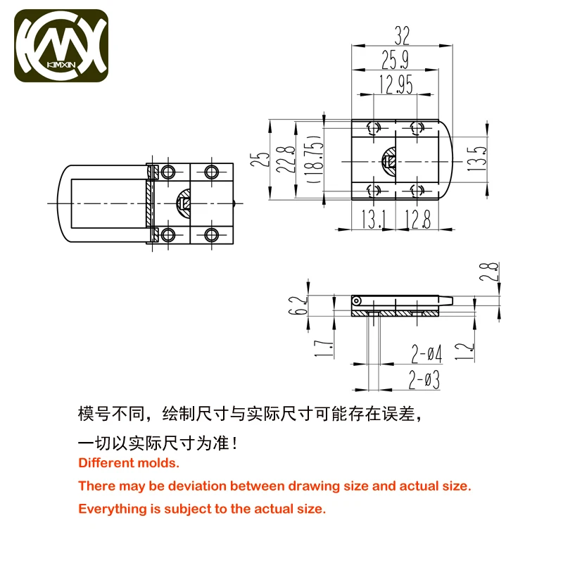 500pcs 25*32mm 4 hole buckles Winebox collection case watchbox lock Woodbox hardware accessories KIMXIN spots wholesale price