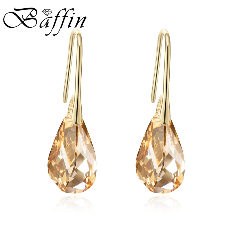 Trendy Gold Color Helix Pendant Drop Dangle Earrings Real Crystals From Austria For Women Party Statement Indian Jewelry Friends