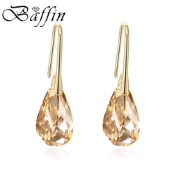 Trendy Gold Color Helix Pendant Drop Dangle Earrings Real Crystals From Austria For Women Party Statement Indian Jewelry Friends