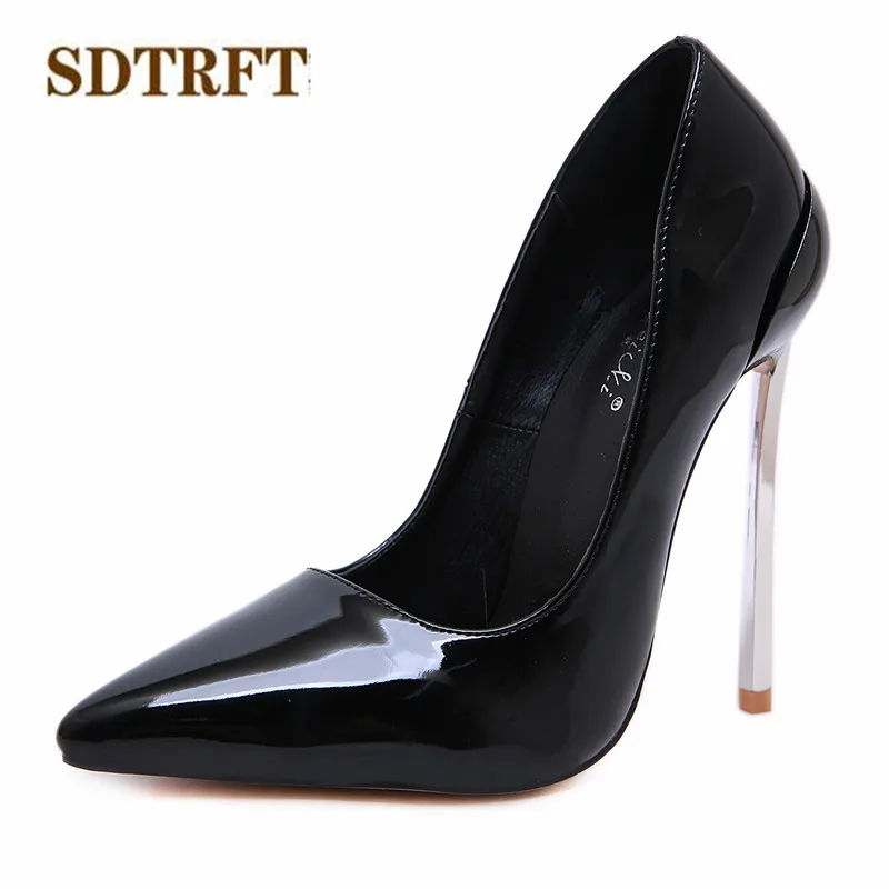 SDTRFT RED women shoes Crossdresser Pointed Toe Pumps 14cm Ultra High Metal thin heel Stiletto Office Lady\'s zapatos de mujer