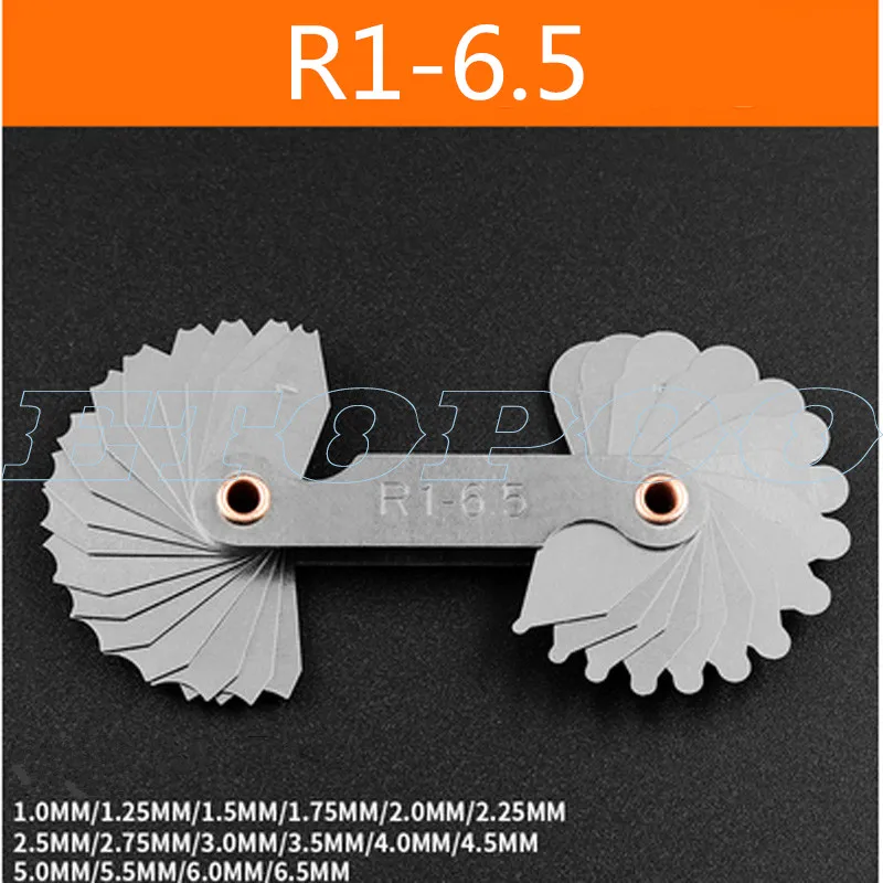 4pcs Radius Gauges Stainless Steel R1-6.5/R7-14.5/R15-25/R26-80mm Concave Convex arc Silver Tone Measuring Tools