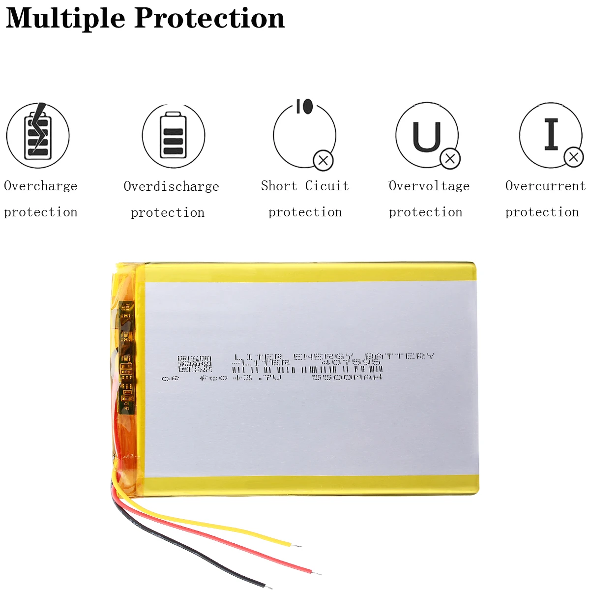 Three lines 407595 3.7V 5500mAH Li-ion Tablet pc battery For 7,8,9 inch tablet PC Polymer lithiumion Battery