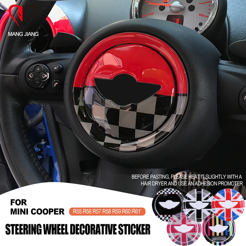 For MINI COOPER R55 R56 R57 R58 R59 R60 R61 Clubman Countryman Steering Wheel Center 3D Dedicated Car Sticker Decal Accessories