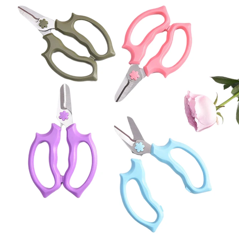 Stainless Steel Flower Shears Teaching Garden Scissors Florist Pruning Cut De-Thorn Orchard Arrangement Tools Plant Trimming