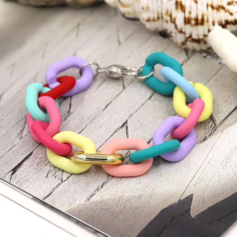 Bracelets for Women 2022 New Fashion Colorful Acrylic Chain Bracelet on Hand Jewelry Gifts for Female Girls