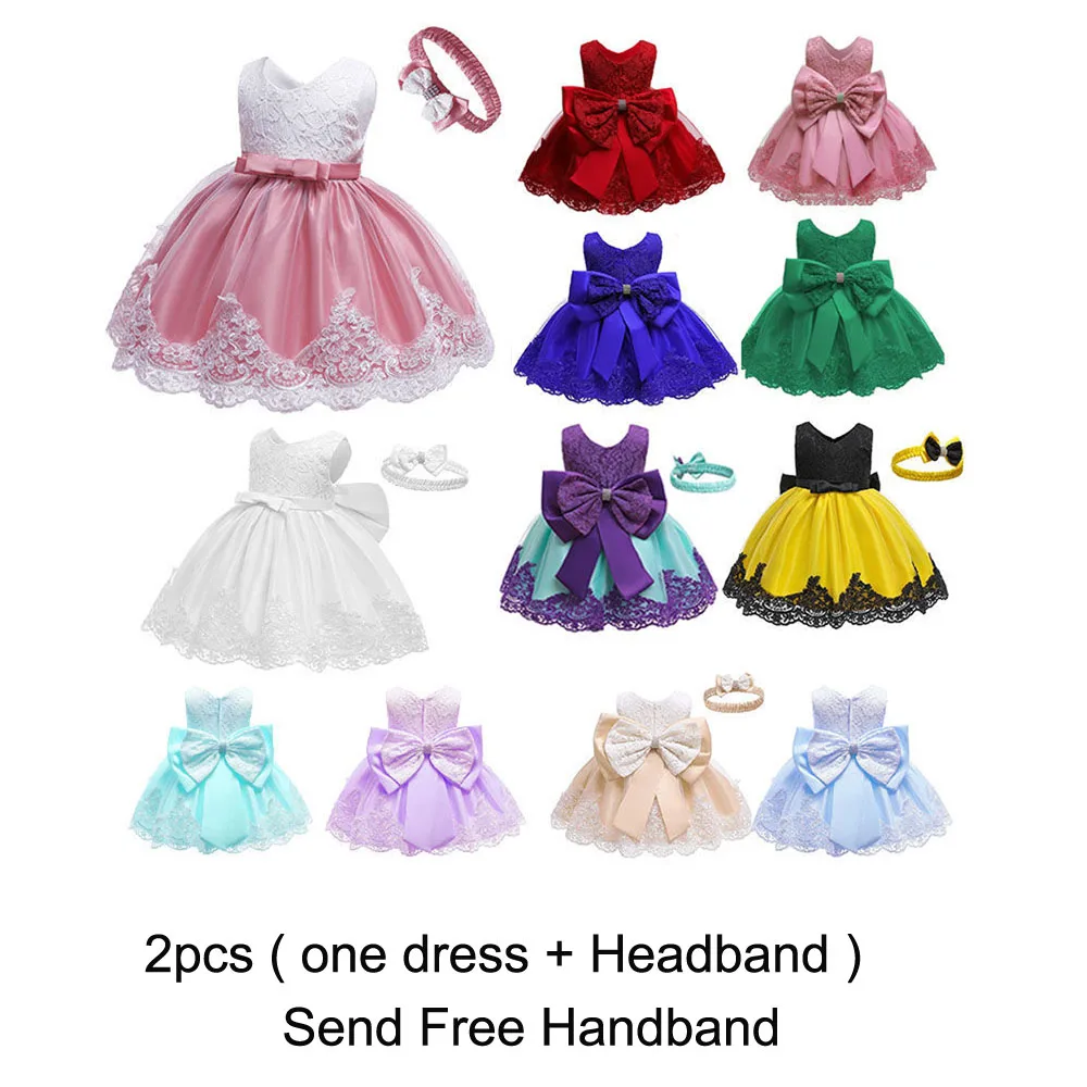 

2pcs Baby Girls New Year Costume Toddler Kids Wedding and Birthday Party Lace Princess Dress 0-5Years Children Christmas Clothes