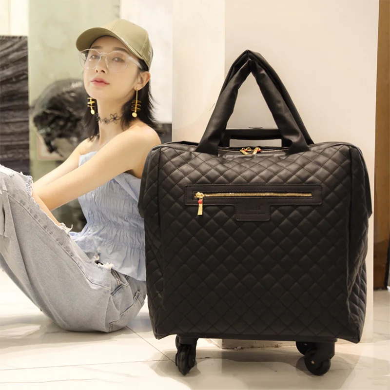 Super popular trolley suitcase on wheels PU carry on light travel luggage trolley bag business women men 18 inch valise