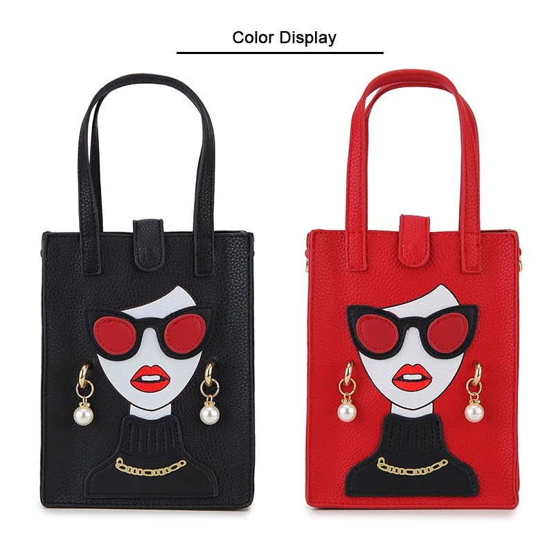 Pearl Earrings Sexy Woman Character Purses and Handbags for Women Designer Small Crossbody Bag Funky Party Clutch Shoulder Bag