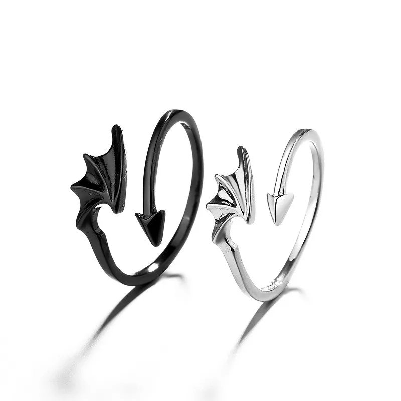 

2PCS Gothic Punk Angel Devil Couple Ring Set Adjustable Open Rings For Women Men Anniversary Party Wedding Ring Jewelry Gifts