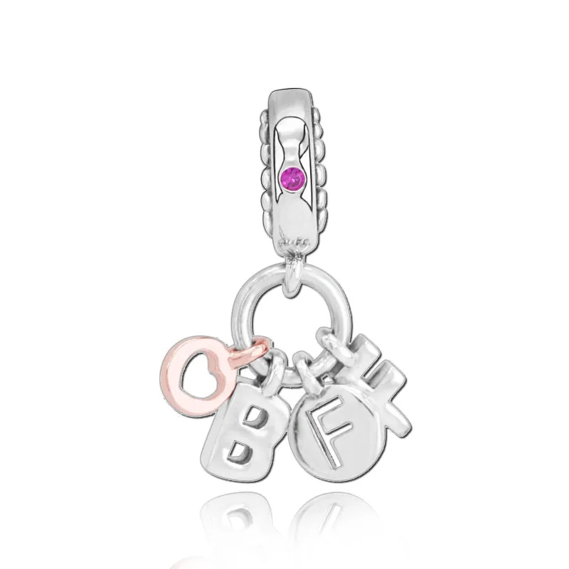 Regalo universale per donna gioielli di moda perline in argento Sterling 925 "BF" ciondola Charm Fit bracciali Pandora originali regalo fai da te