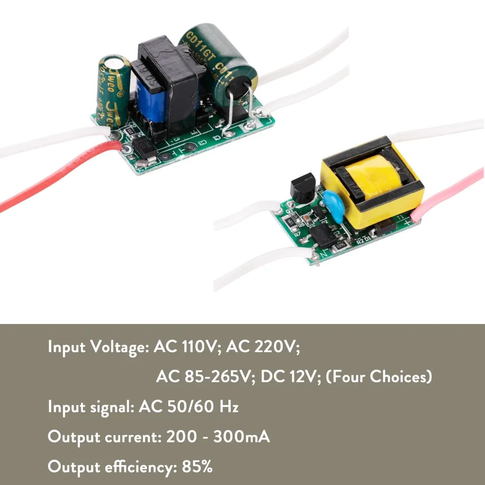 10Pcs 3W - 7W LED Driver Input AC 110V 220V DC 12V Power Supply Constant Current Voltage 300mA Dimmable Light Lamp Transformers