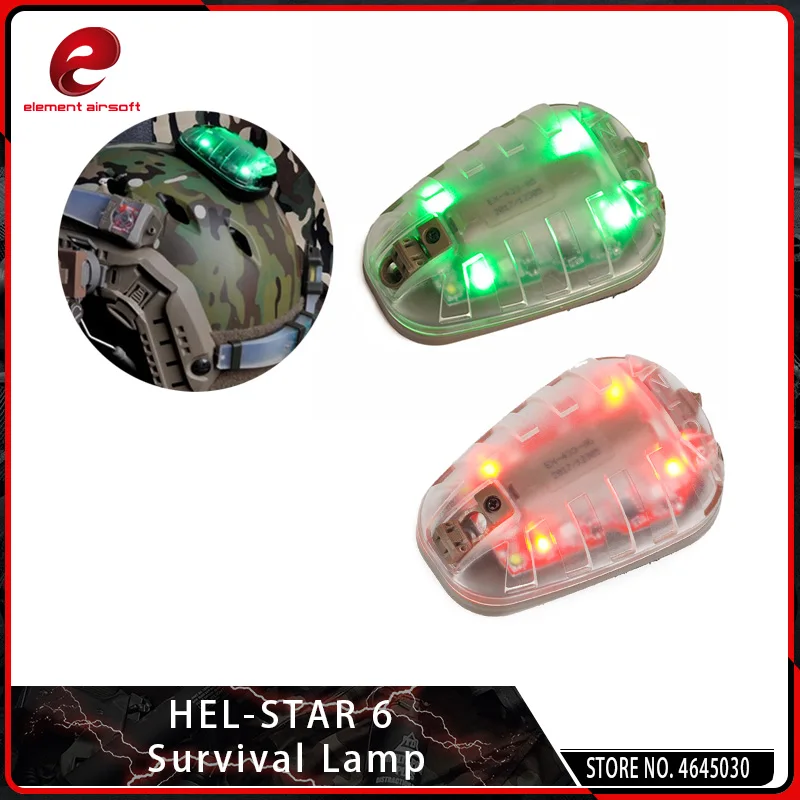 Element Airsoft HEL-Star 6 Signal Green & IR or Red & IR Light with Magic Tape Tactical Helmet Survival Lamps Waterproof